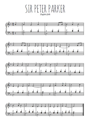 Téléchargez l'arrangement pour piano de la partition de Sir Peter Parker en PDF
